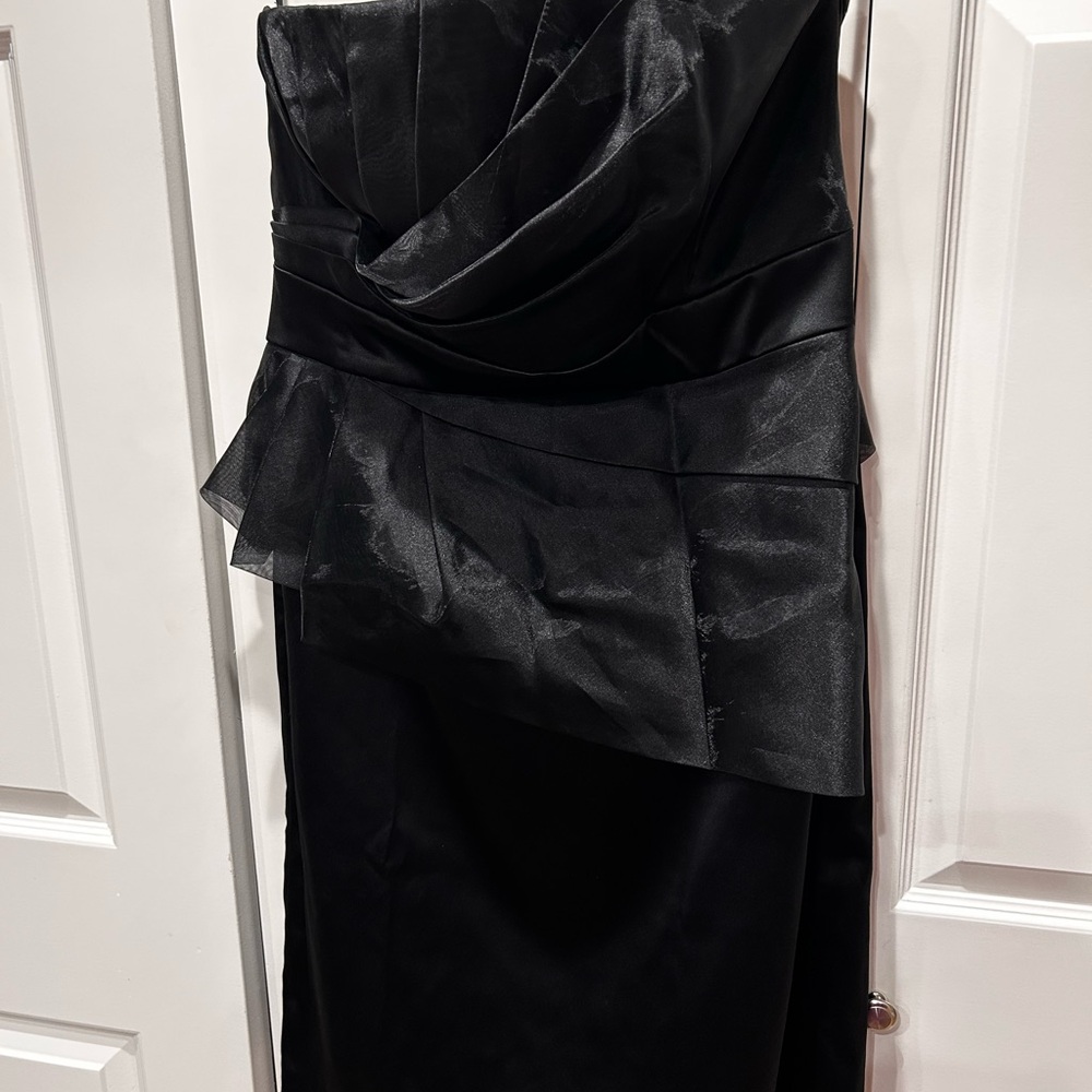 White House Black Market Black One Shoulder Peplum Dress 14 EUC